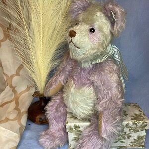 Annette Funicello Mohair Teddy Bear Panda Lila Pastel BluePurple Jointed 18" 90s